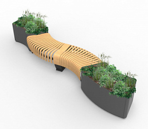 Скамейка уличная металлическая "Нова 200 Змейка" с вазонами