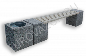 Лавочка из бетона "Евро 2 с урной Квадро"