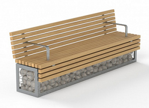 Скамейка уличная "Темп Габион со спинкой"