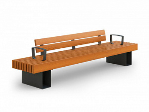 Лавочка из металла и дерева "Е2 со спинкой"