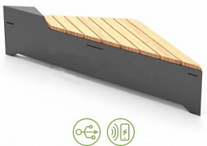Скамейка металлическая "Оригами 45 с USB"