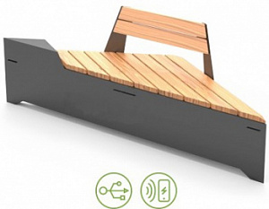 Скамейка металлическая "Оригами 45 со спинкой и USB"